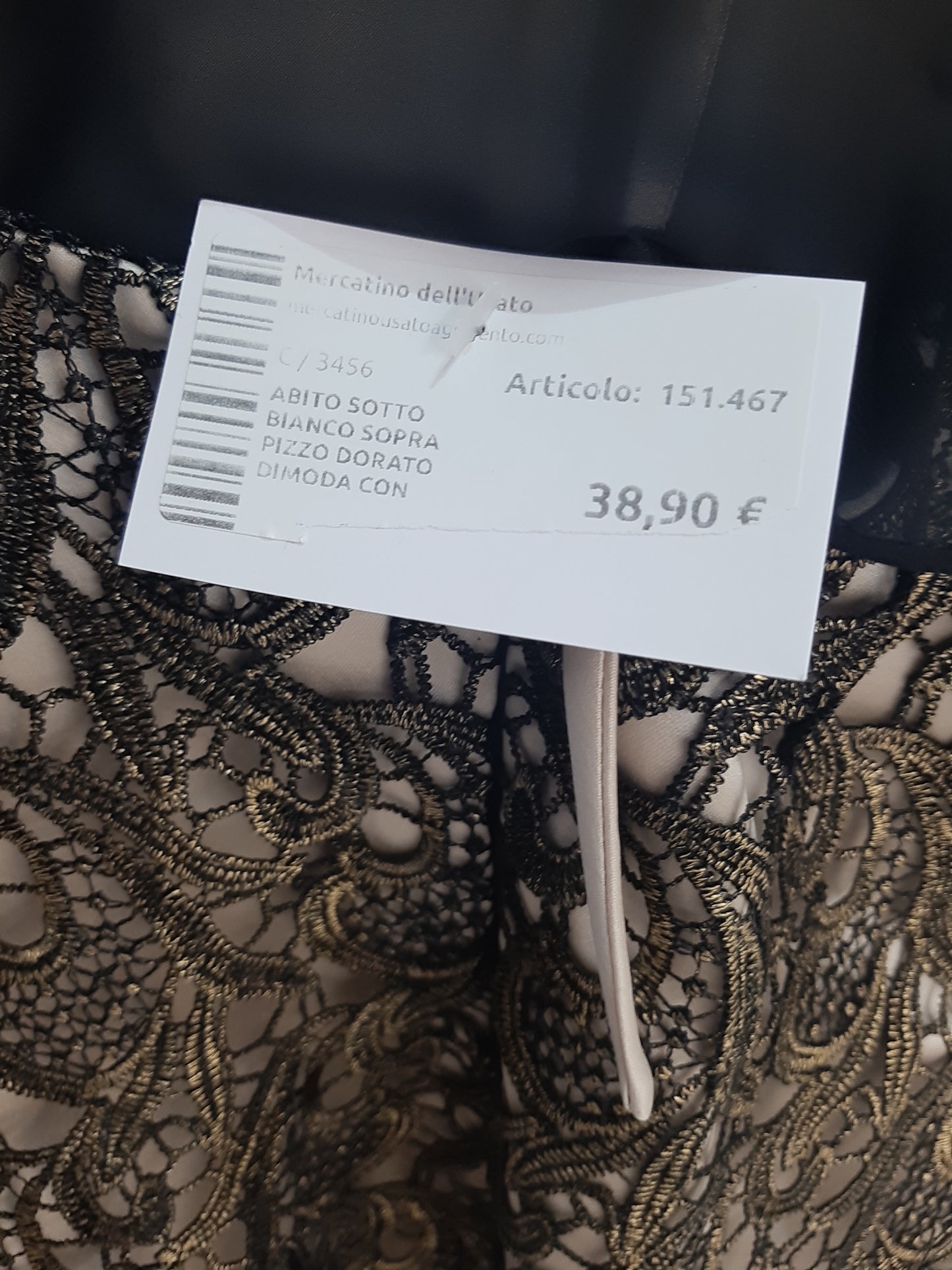 Abito Sotto Bianco Sopra Pizzo Dorato Dimoda Con Coprispalle