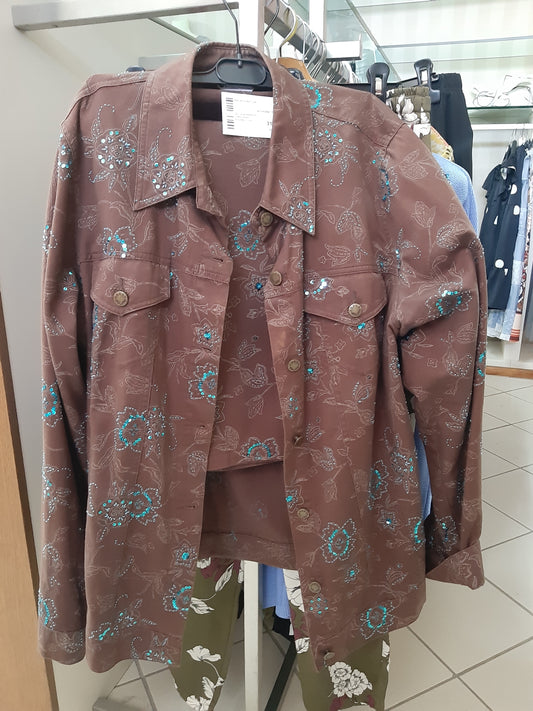 Tailleur Marrone Con Strass Azzurre Curvy