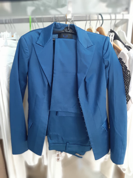 Tailer Blu Elettrico Pantalone Giacca Tessuto Lucido