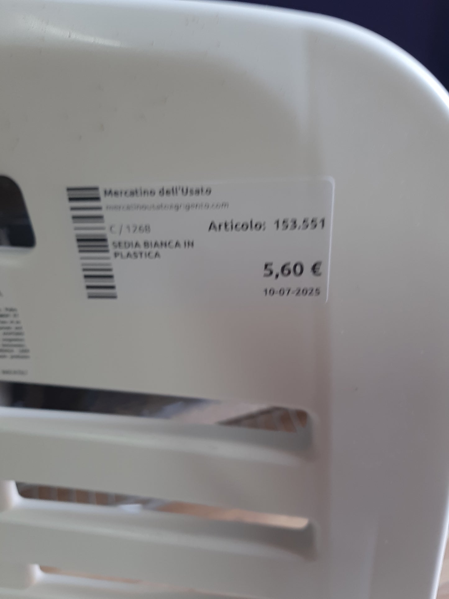 Sedia Bianca In Plastica