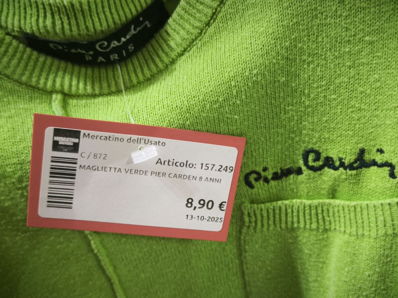 Maglietta Verde Pier Carden 8 Anni