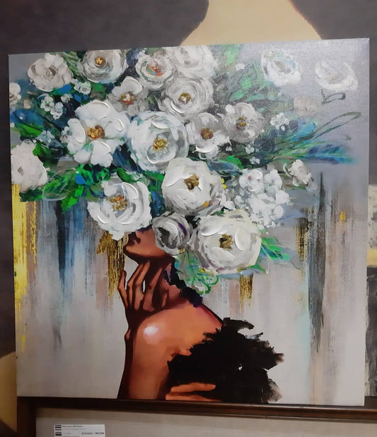 Quadro Mezzo Busto Con Fiori Dec.oro