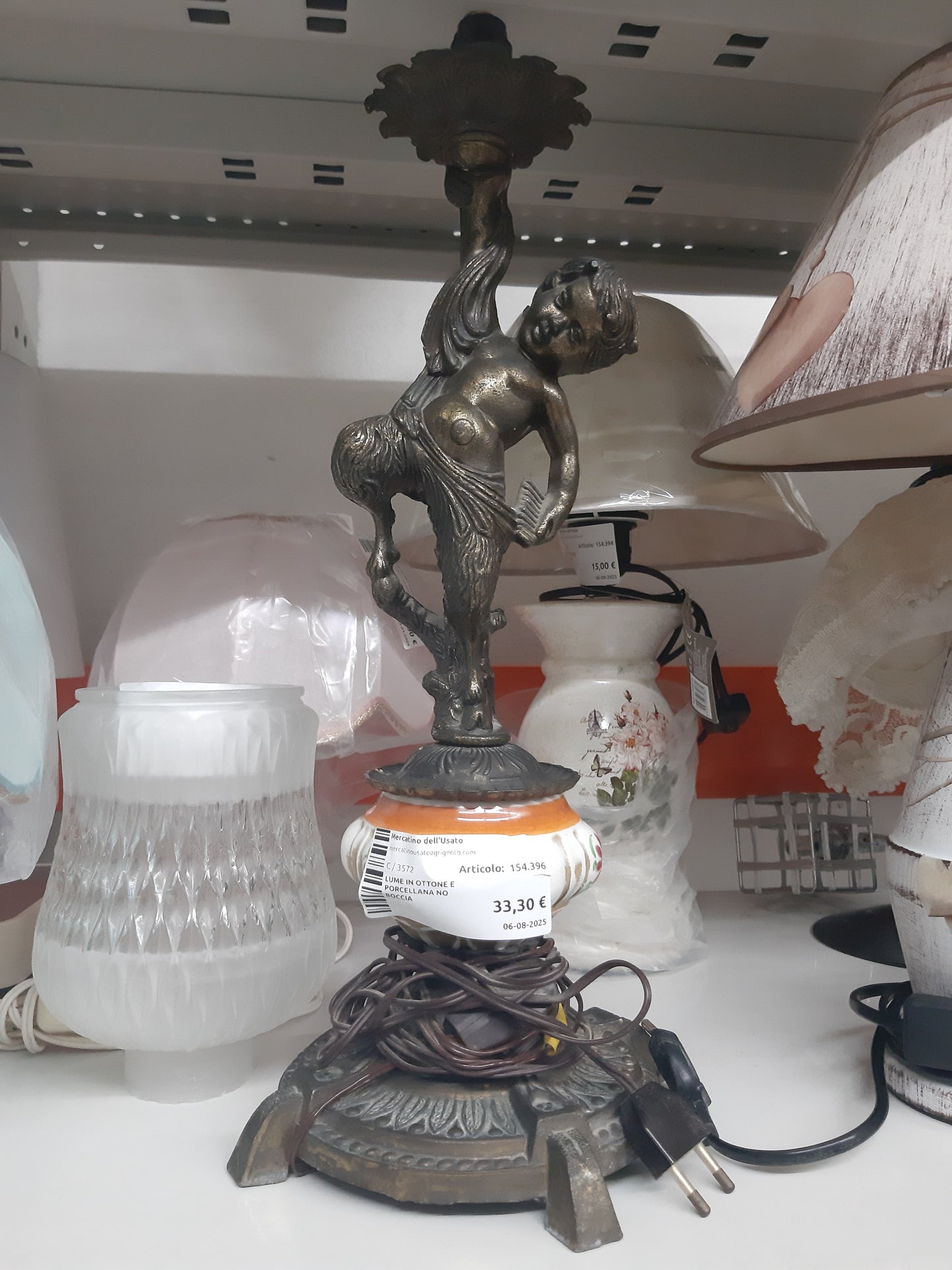 Lume In Ottone E Porcellana No Boccia