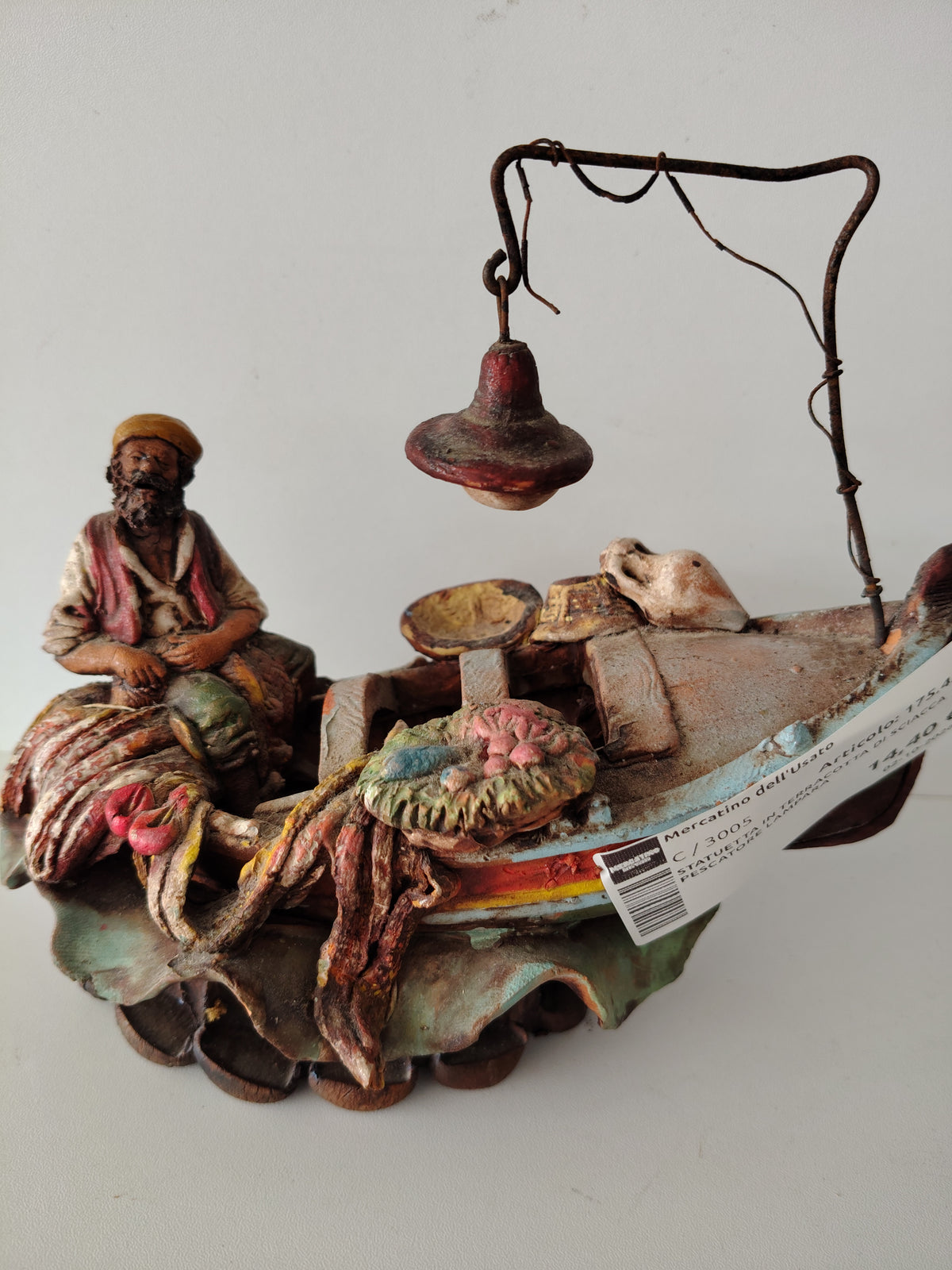 Statuetta In Terracotta Di Sciacca Pescatore Lampara