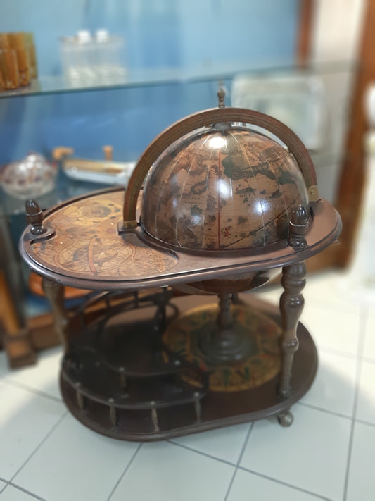 Mobile Porta Bottiglie Mappamondo Decoupage + Portaghiaccio
