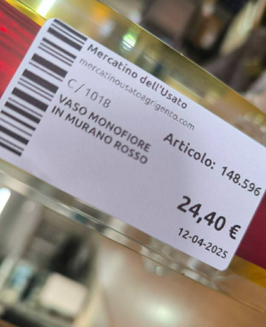 Vaso Monofiore In Murano Rosso