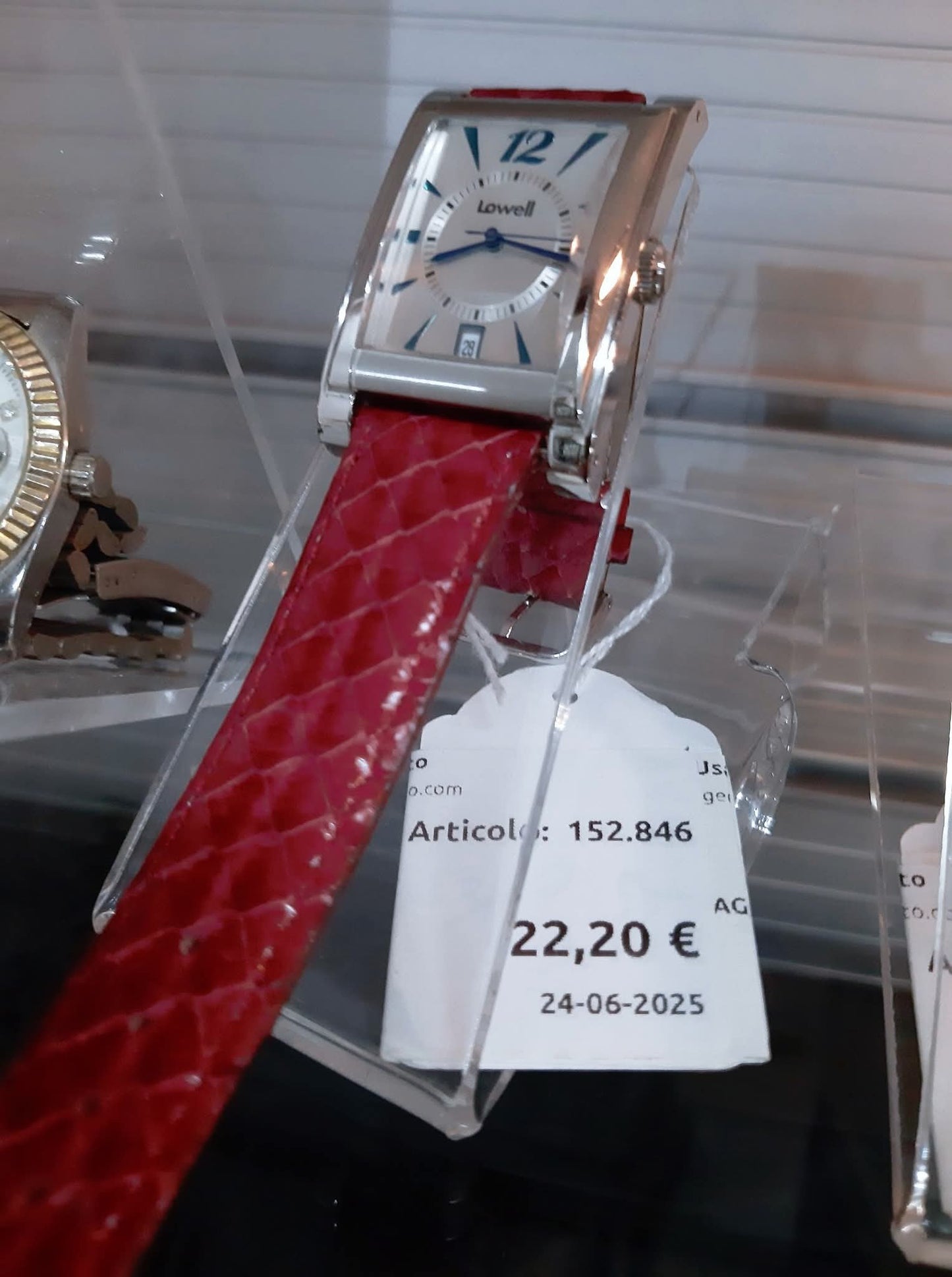 Orologio Lowell Cintrurino Pitonato Bordeaux Datario