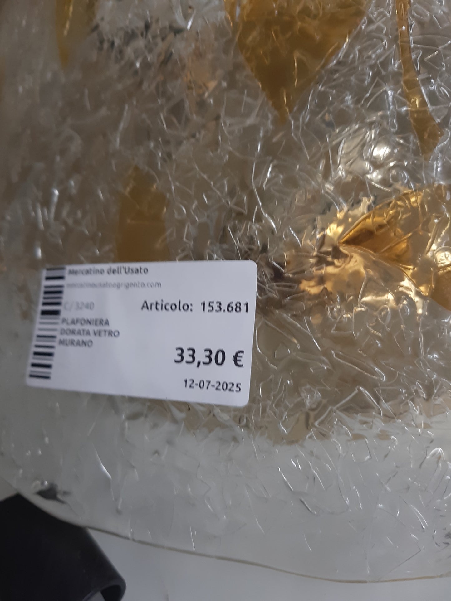 Plafoniera Dorata Vetro Murano