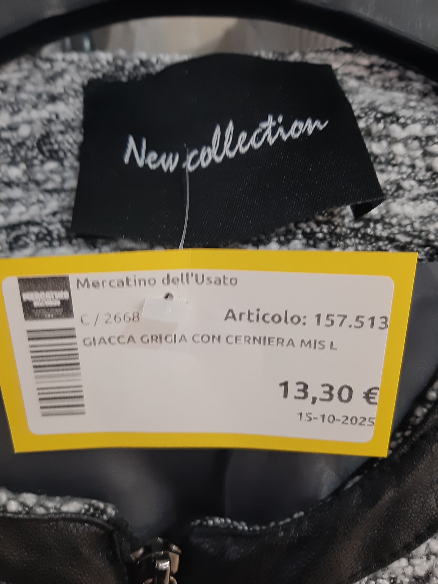Giacca Grigia Con Cerniera Mis L