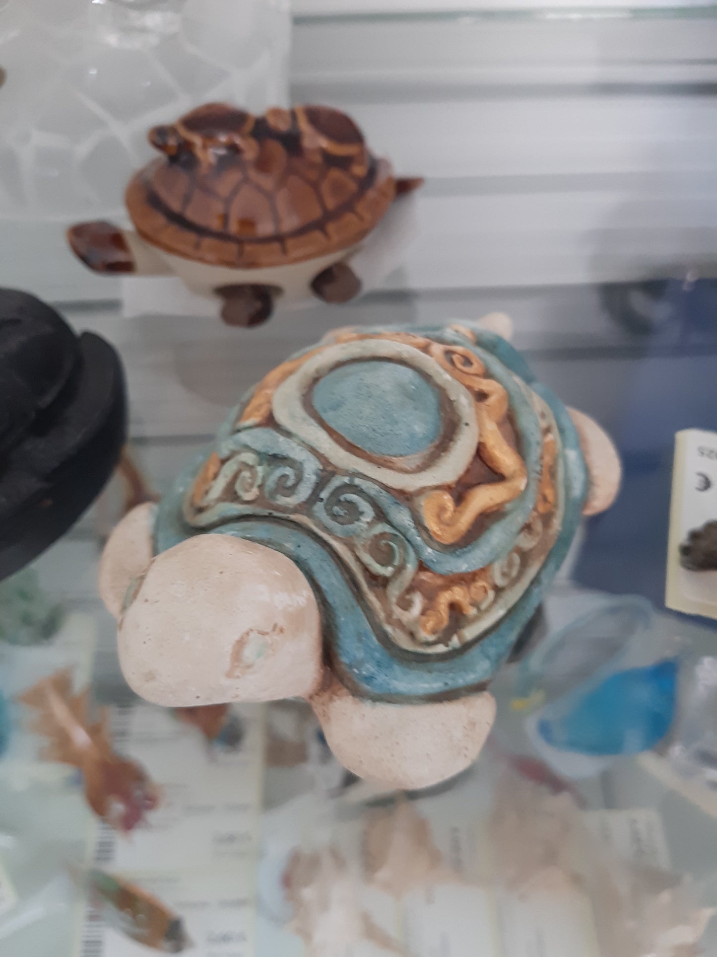 Tartaruga Decorata Azzurra E Dorata