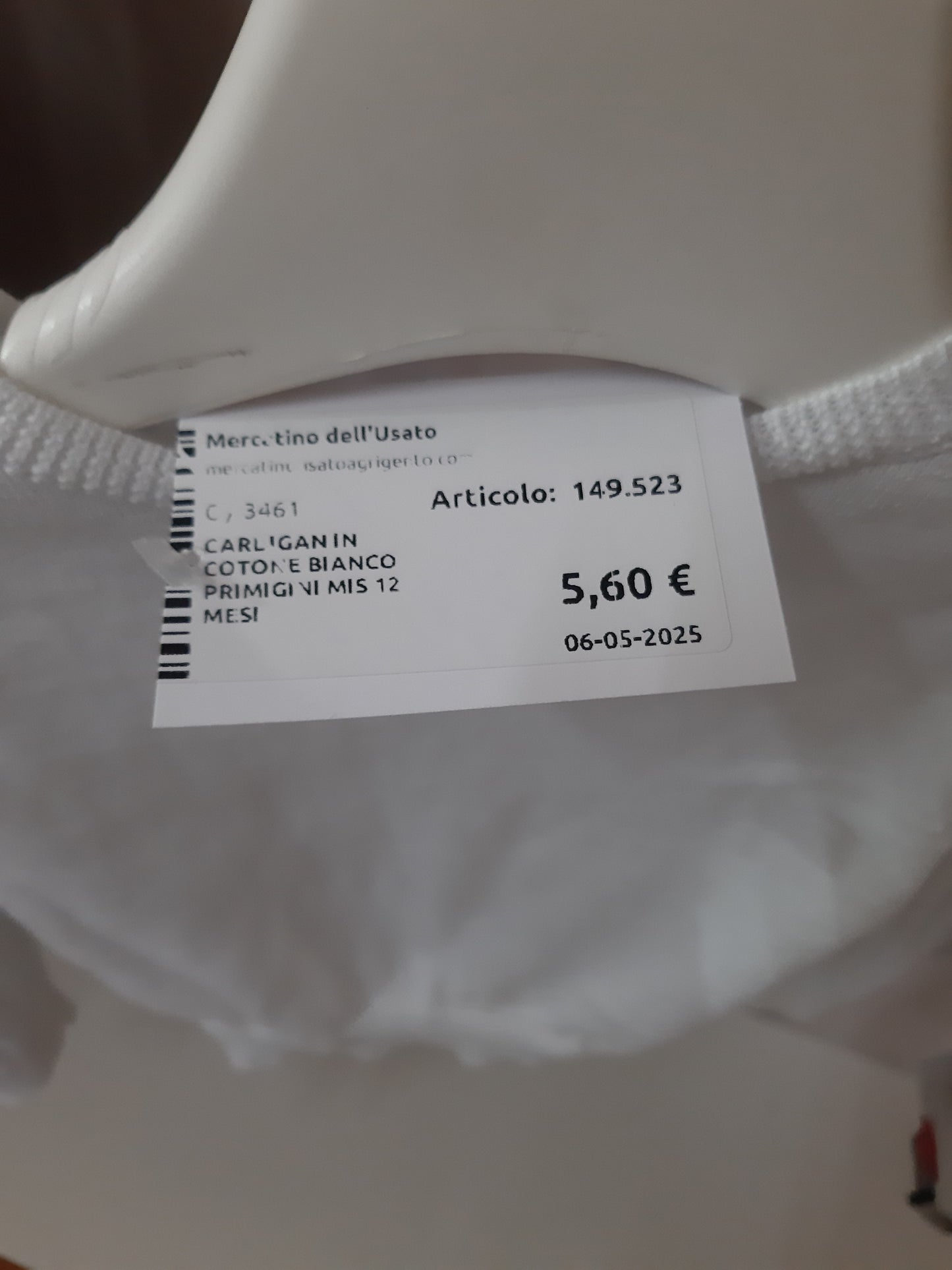 Cardigan In Cotone Bianco Primigini Mis 12 Mesi
