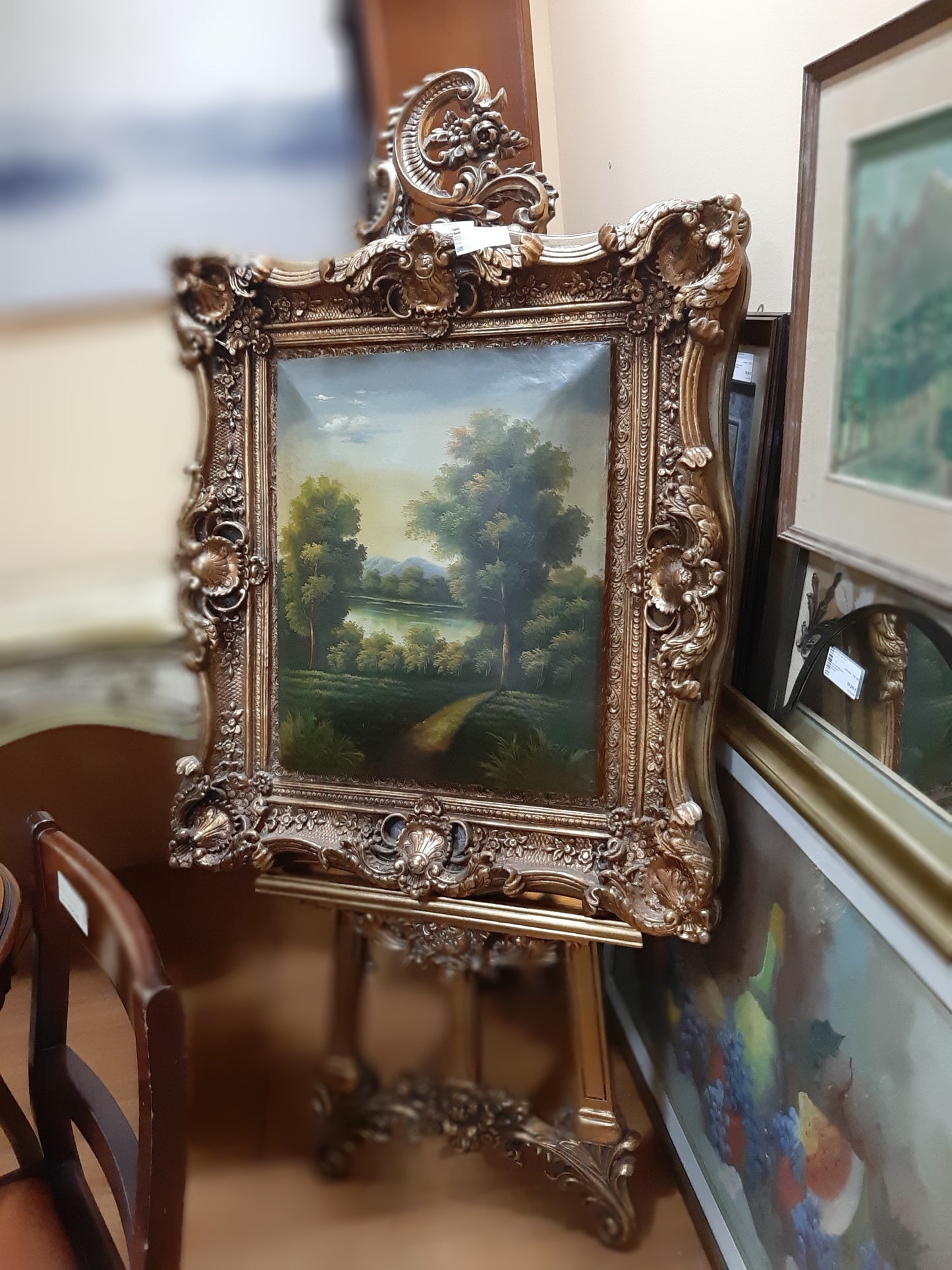 Quadro Cornice Dorata Natura Morta / Paesaggio