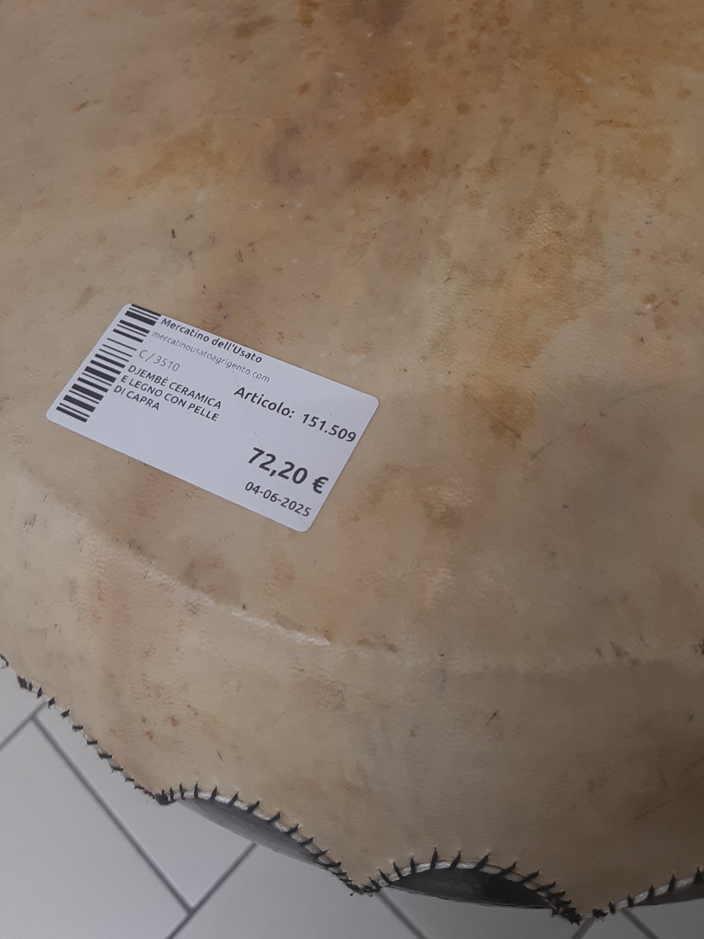 Djembè Ceramica E Legno Con Pelle Di Capra
