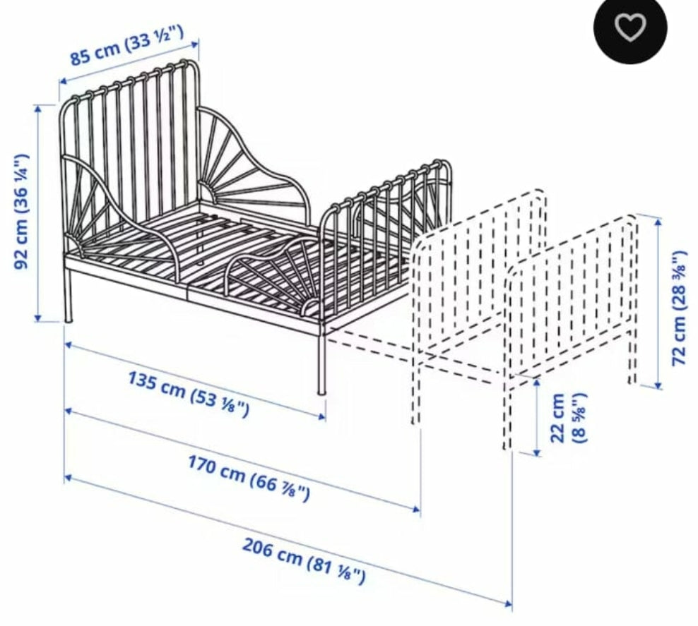 Lettino Allungabile Ikea In Ferro Battuto Materasso Solo Piccolo Da Culla 130x80