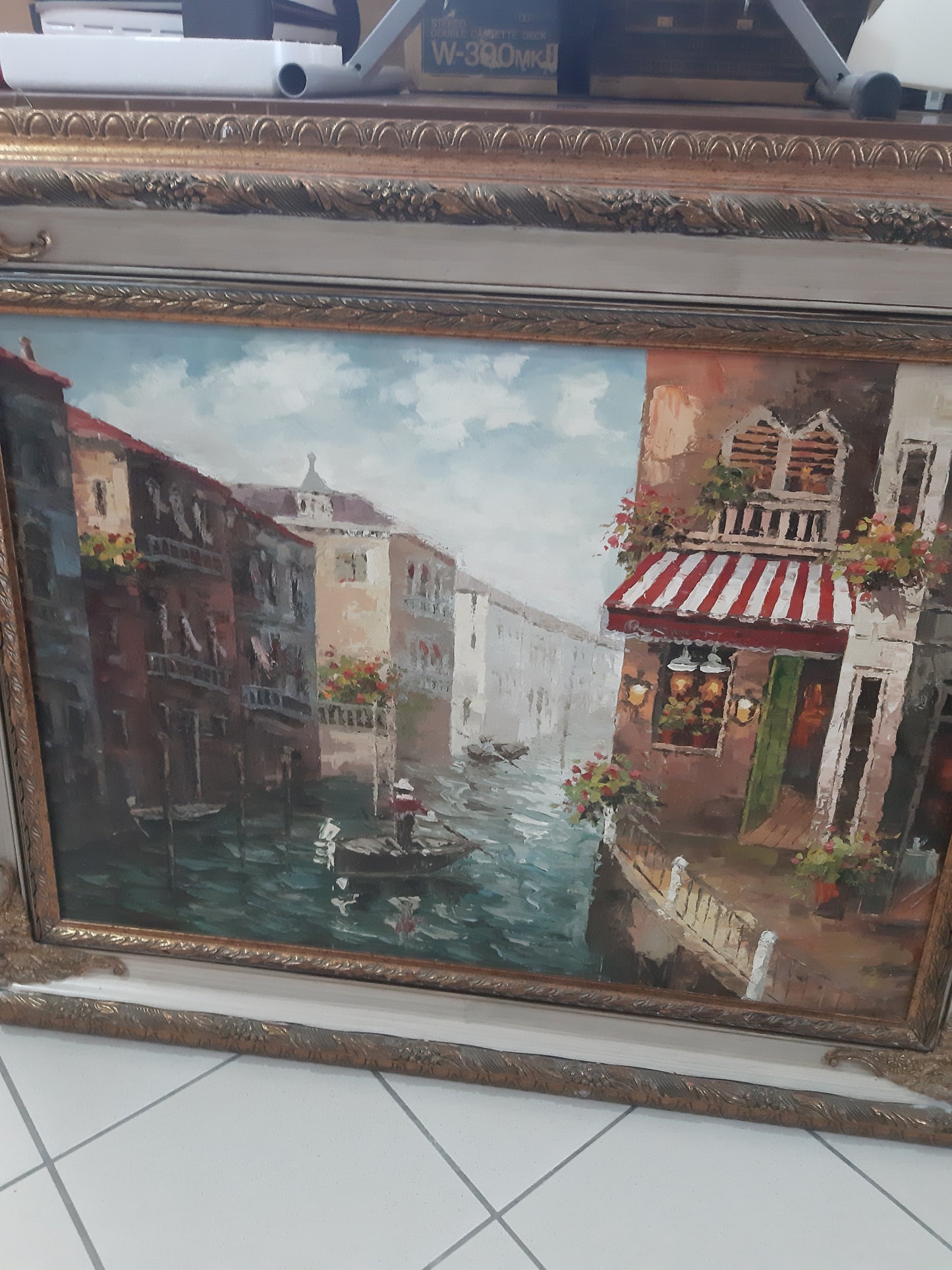 Quadro Paesaggio Cornice Dorata Con Inserti A Rilievo