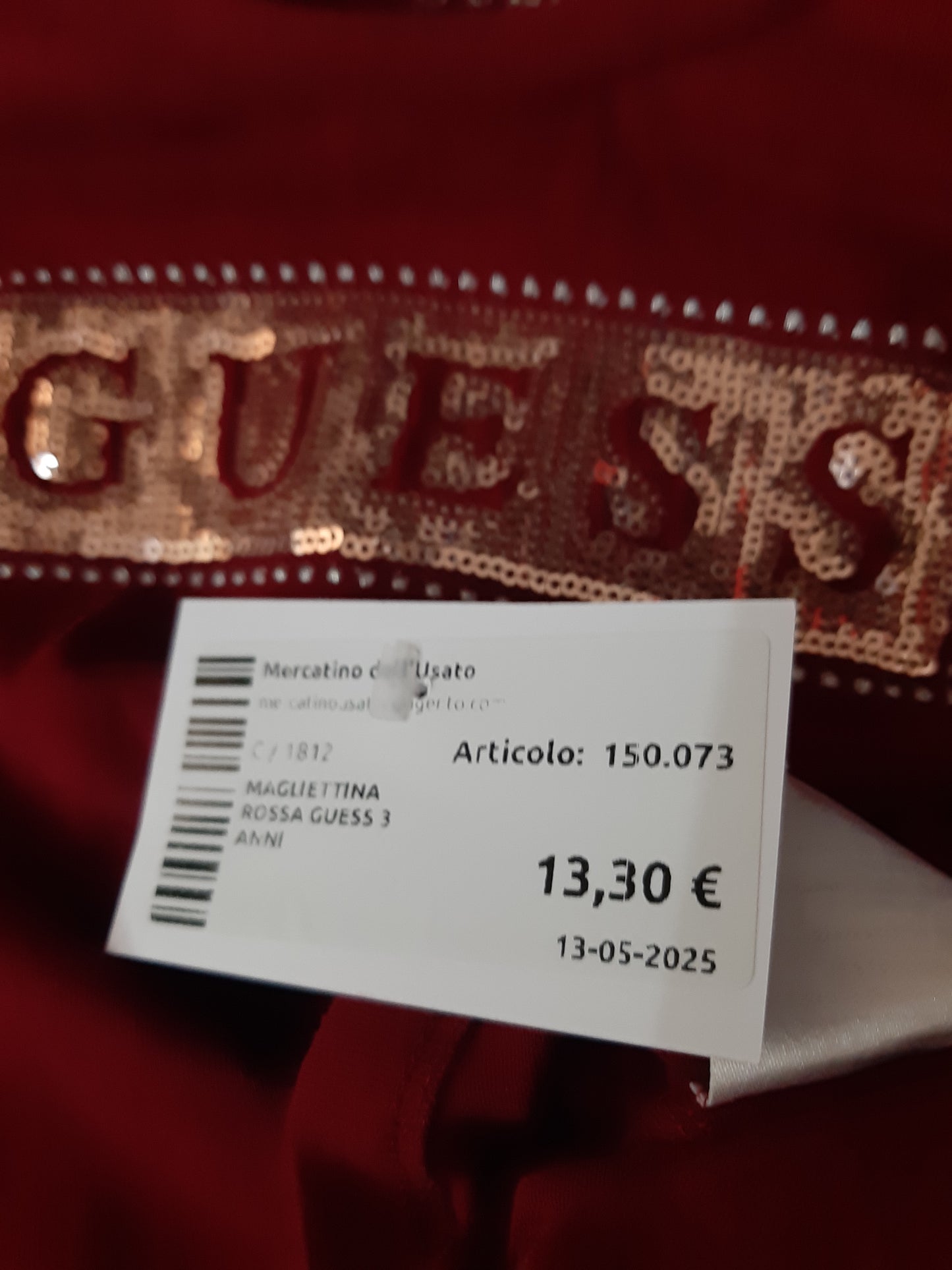 Magliettina Rossa Guess 3 Anni