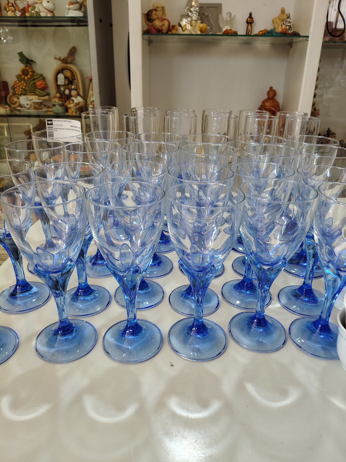Servizio Da 36 Bicchieri Con Gambo Blu'