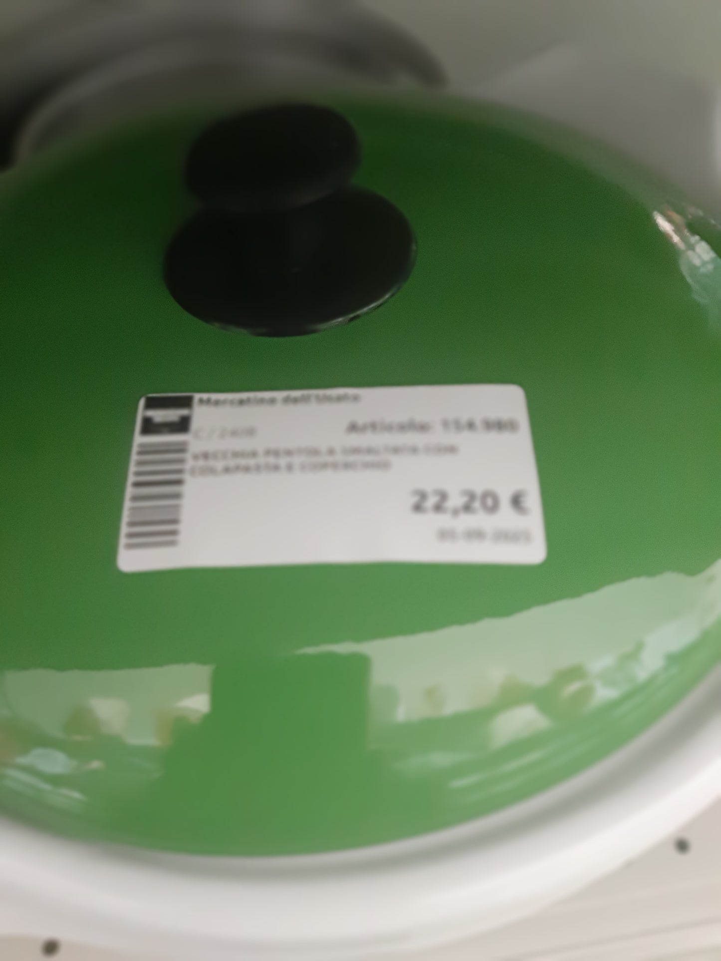 Vecchia Pentola Smaltata Con Colapasta E Coperchio