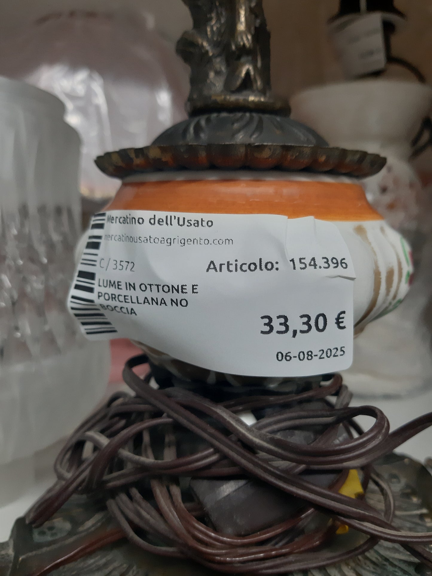 Lume In Ottone E Porcellana No Boccia