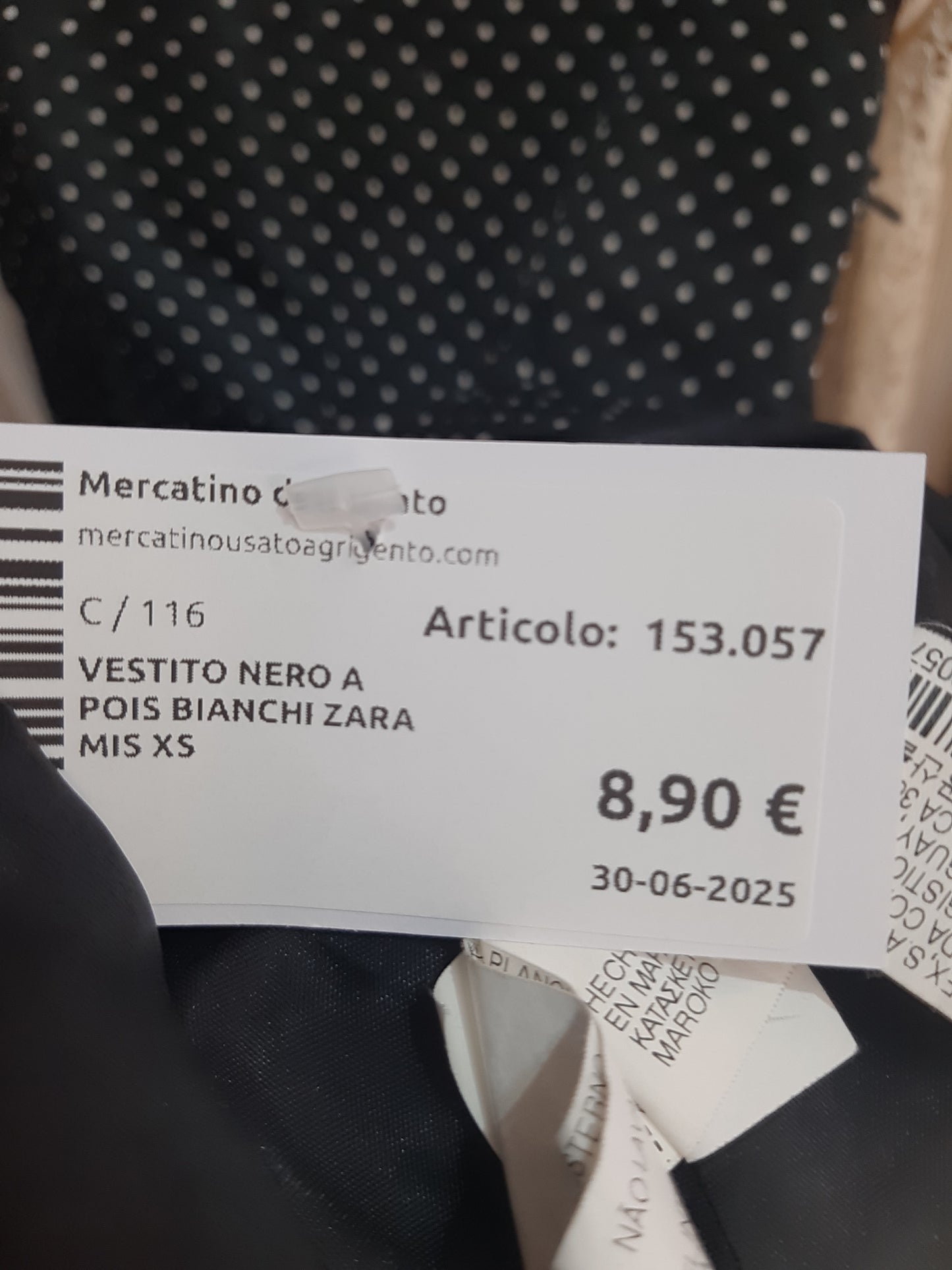 Vestito Nero A Pois Bianchi Zara Mis Xs