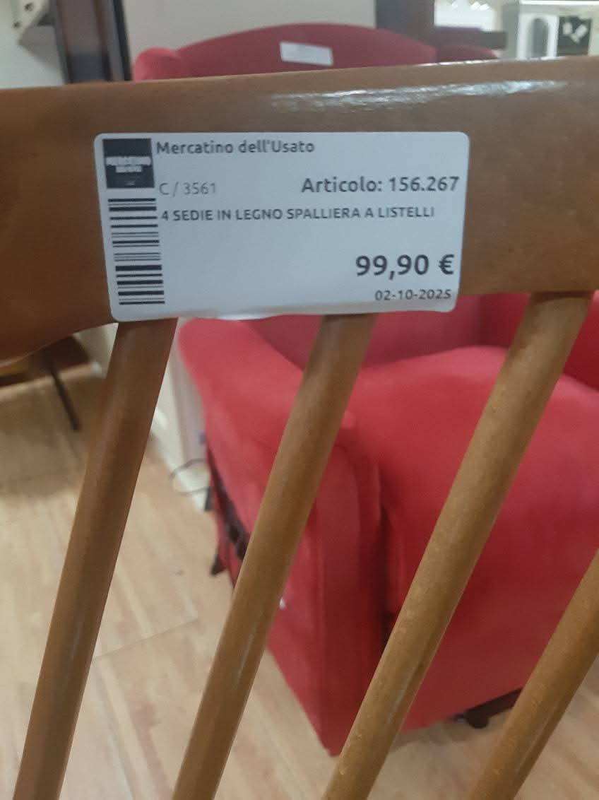 4 Sedie In Legno Spalliera A Listelli