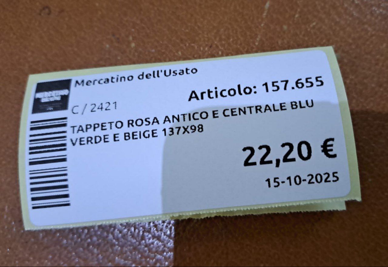 Tappeto Rosa Antico E Centrale Blu Verde E Beige 137x98 R.