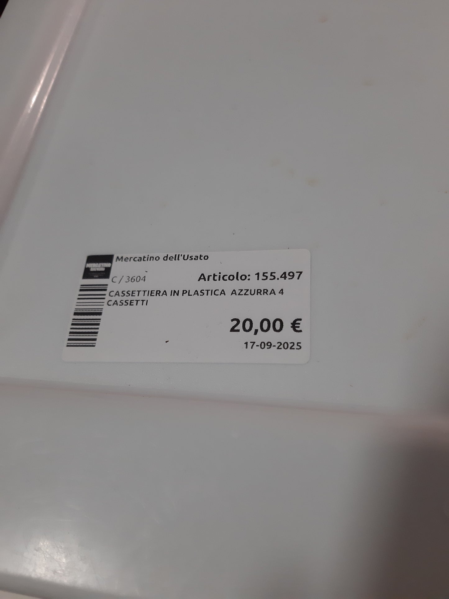 Cassettiera In Plastica Azzurra 4 Cassetti