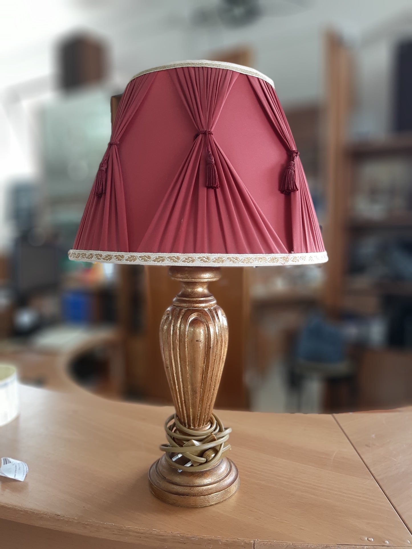 Lume Base Artigianato Fiorentino Dorato Paralume R.