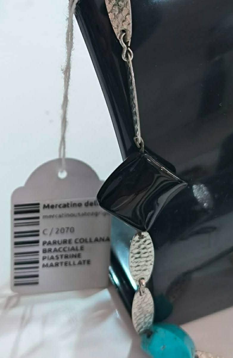 Parure Collana E Bracciale Piastrine Martellate