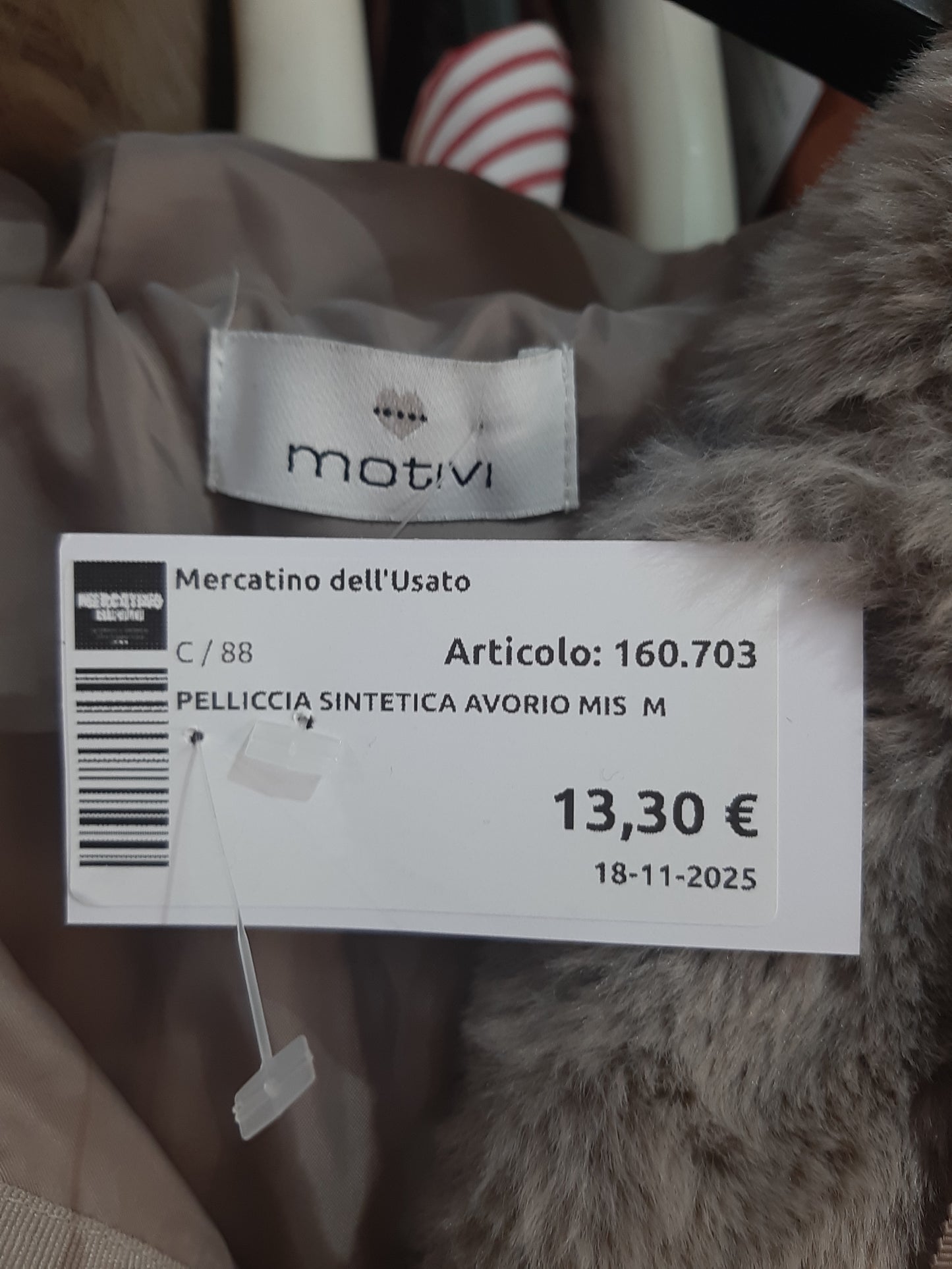 Pelliccia Sintetica Avorio Mis M