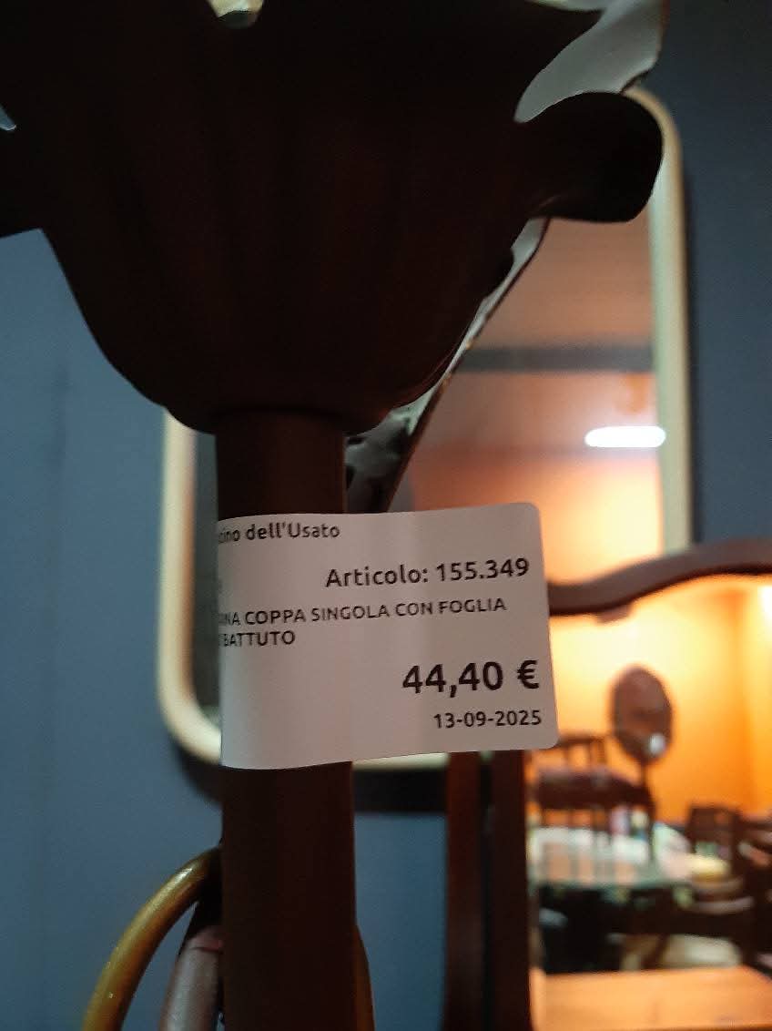 Piantana Coppa Singola Con Foglia Ferro Battuto