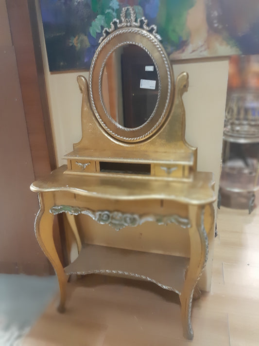 Mobiletto Pettiniera Dorato R.con Specchio