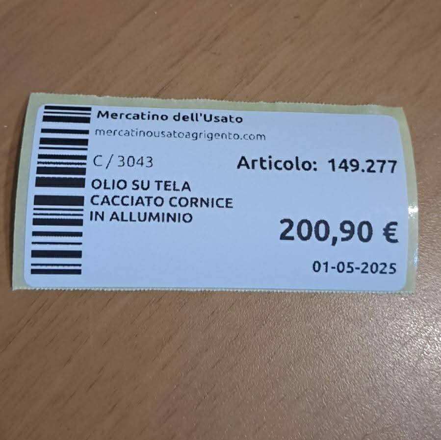 Olio Su Tela Cacciato Cornice In Alluminio