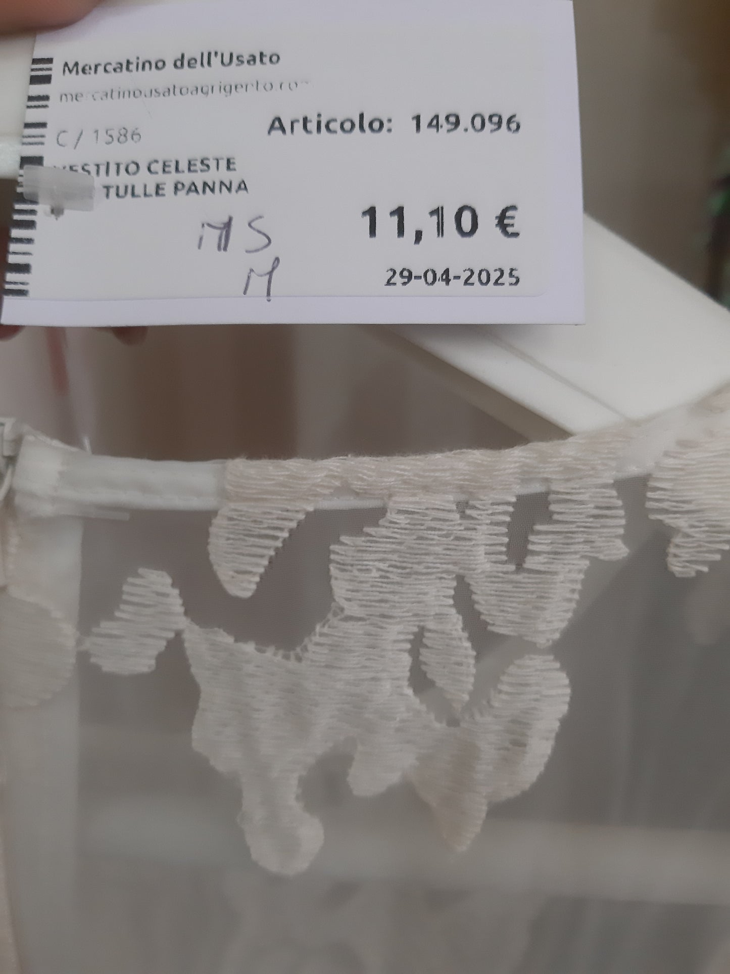 Vestito Celeste Con Tulle Panna Ms M