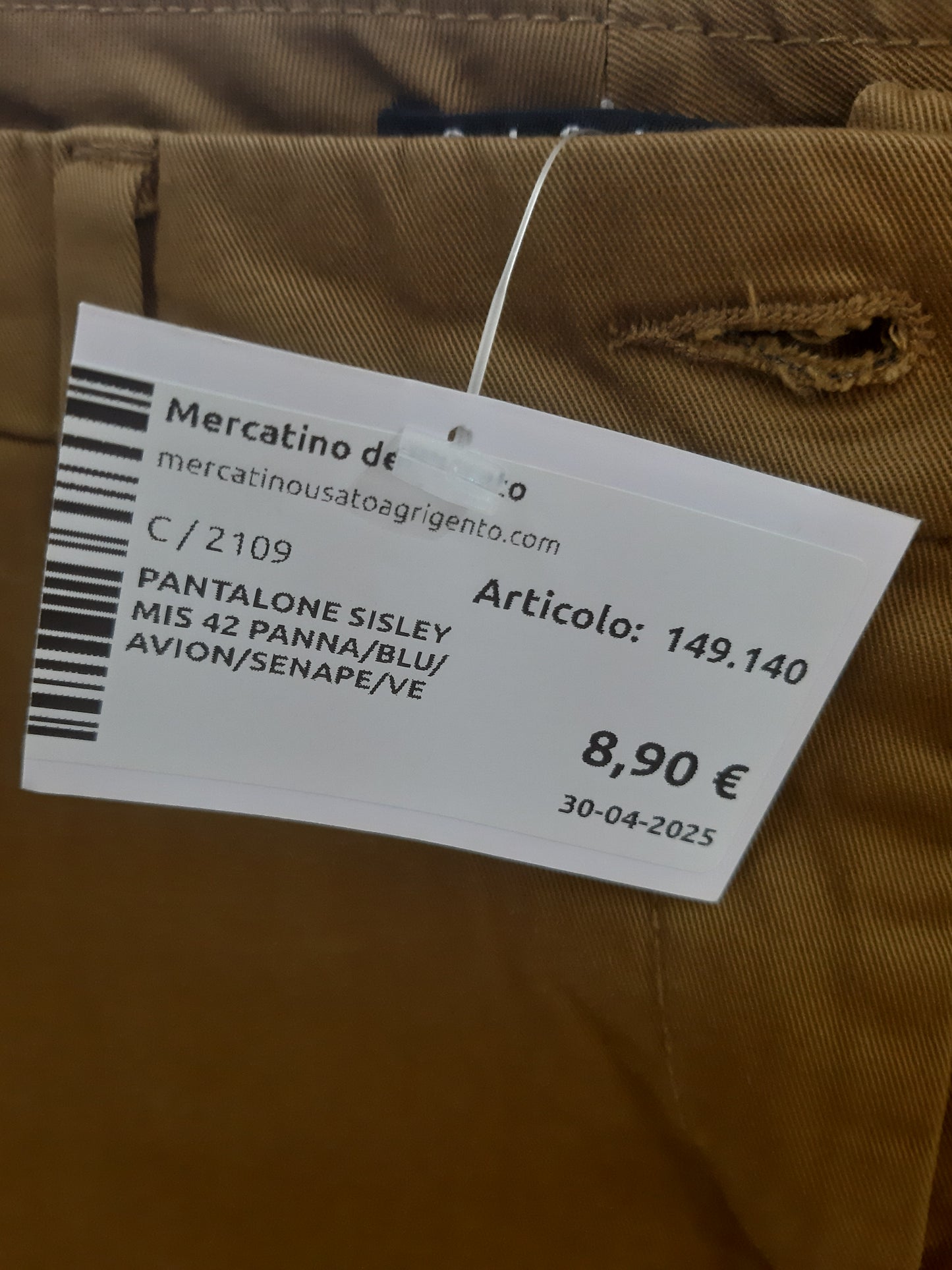Pantalone Sisley Mis 42 Panna/blu/avion/senape/verde