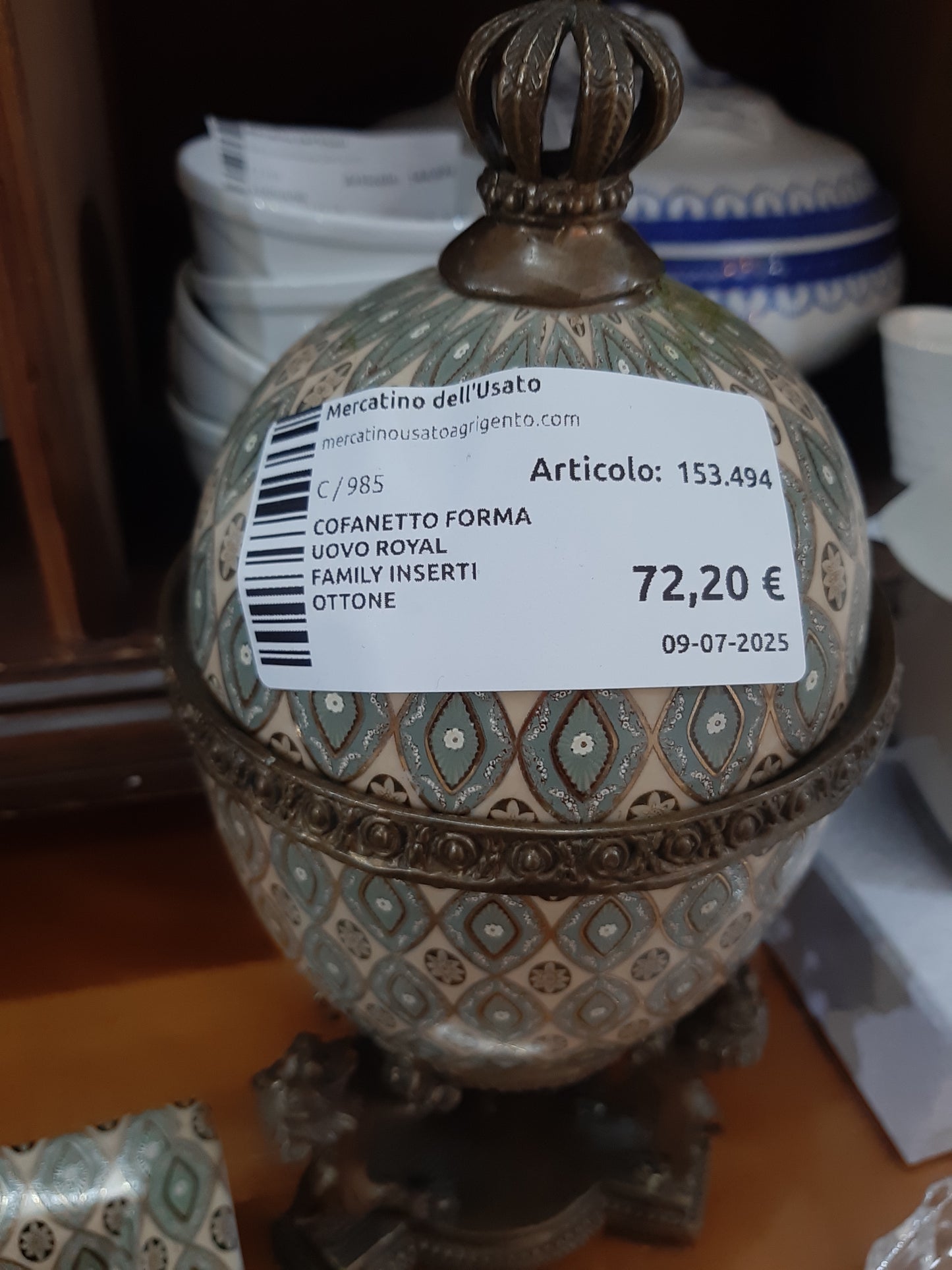 Cofanetto Forma Uovo Royal Family Inserti Ottone R.