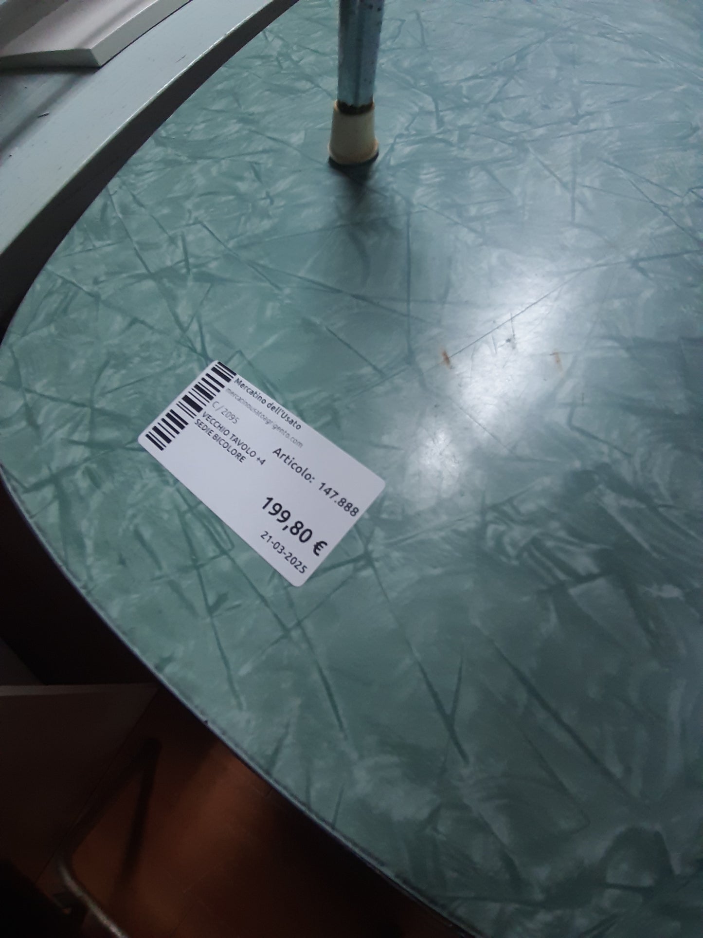 Vecchio Tavolo +4 Sedie Bicolore