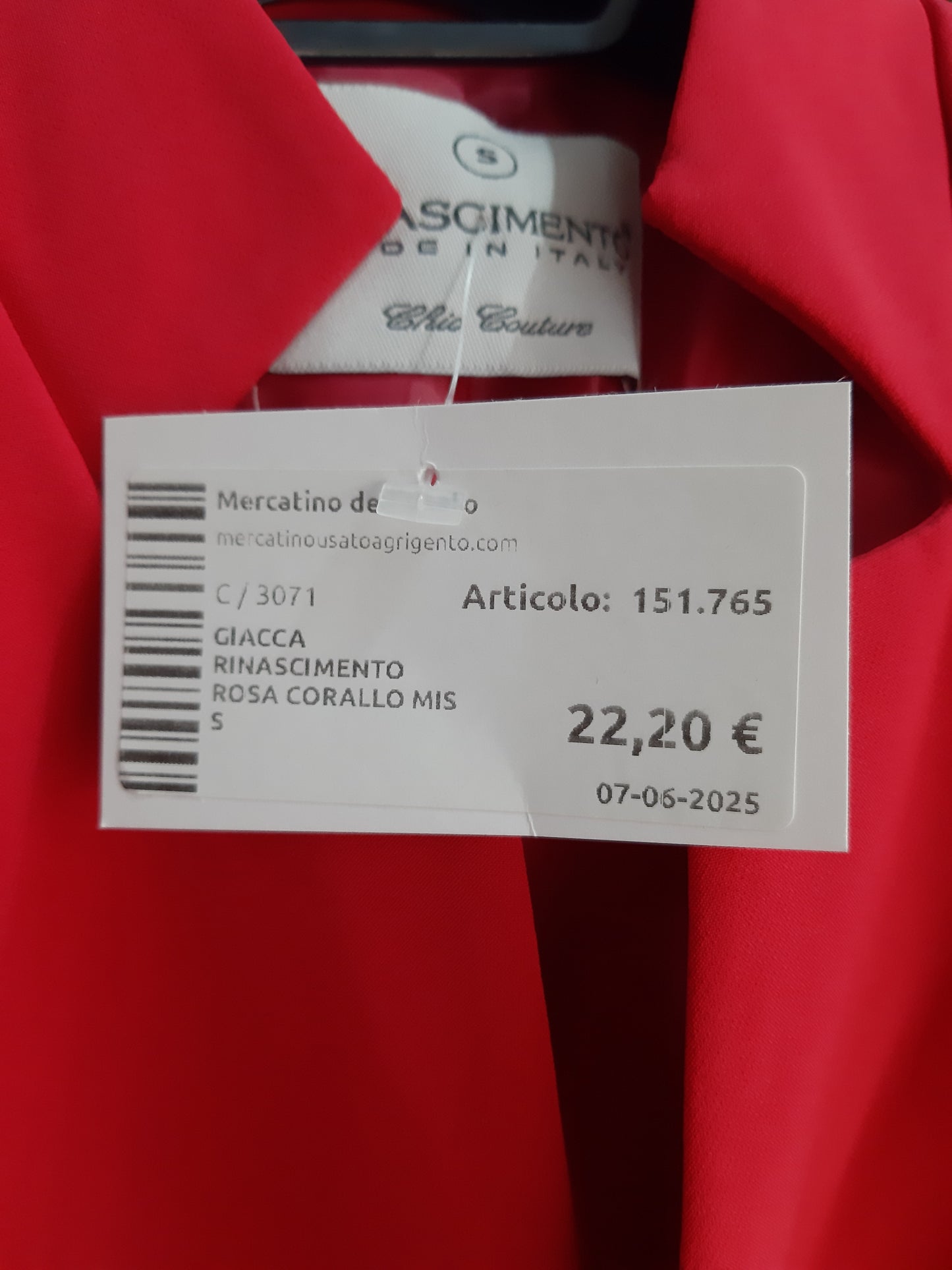 Giacca Rinascimento Rosa Corallo Mis S