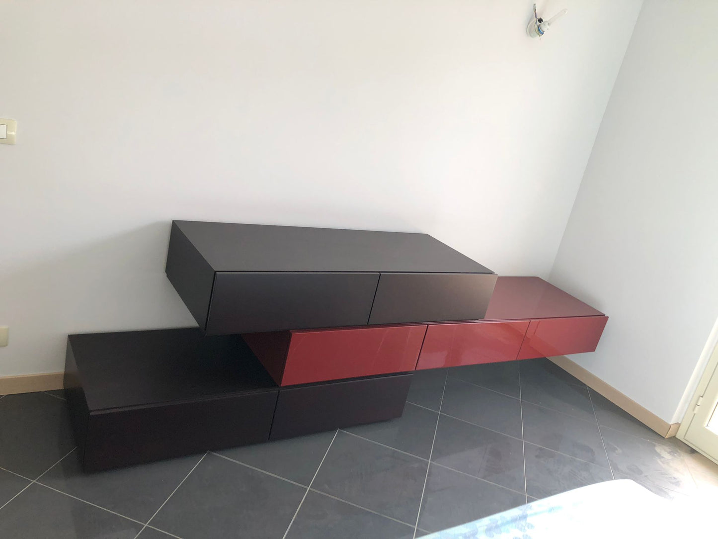 Comò Wengè 2 Pz + Uno Bordeaux Laccato
