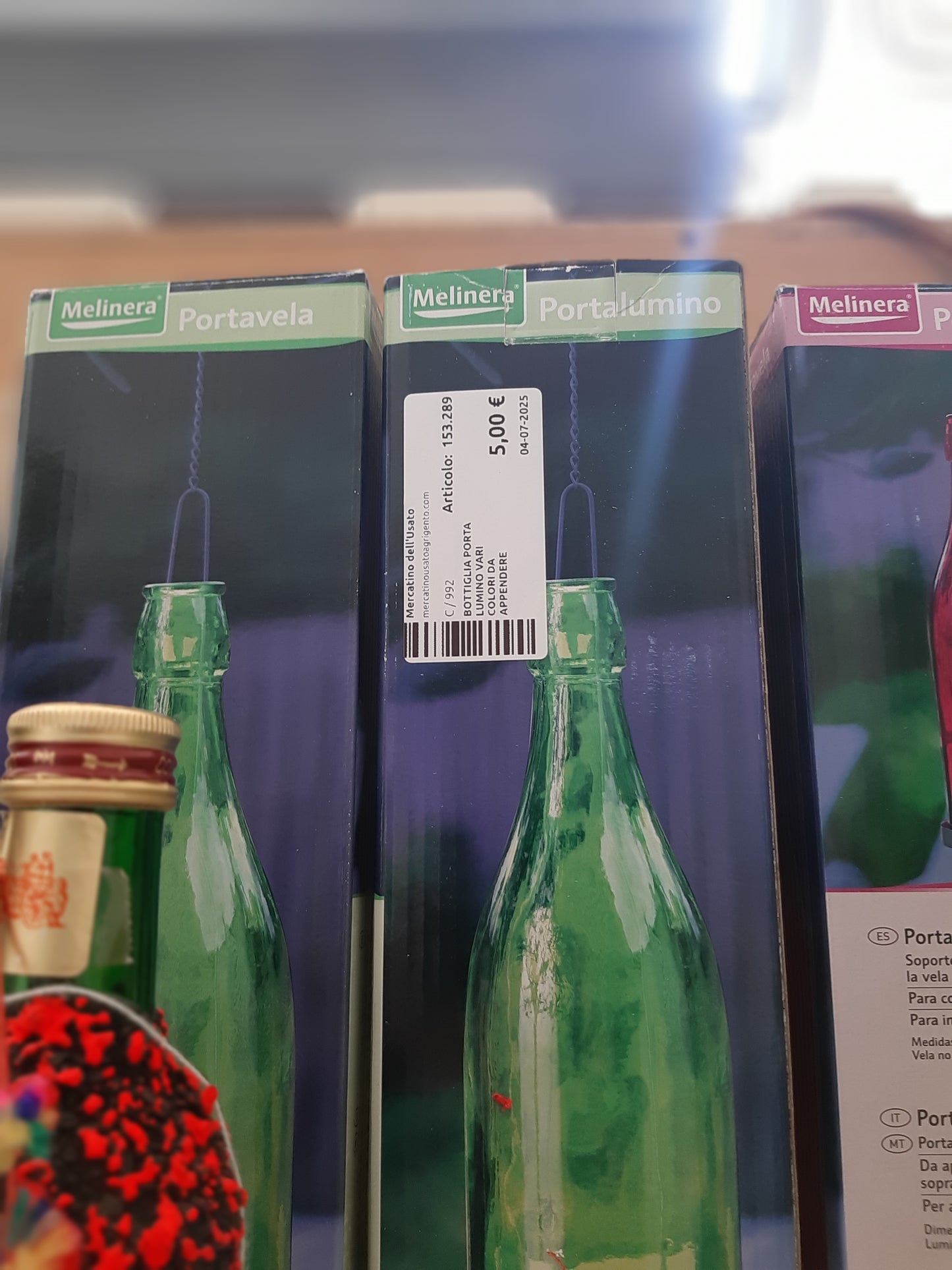 Bottiglia Porta Lumino Vari Colori Da Appendere