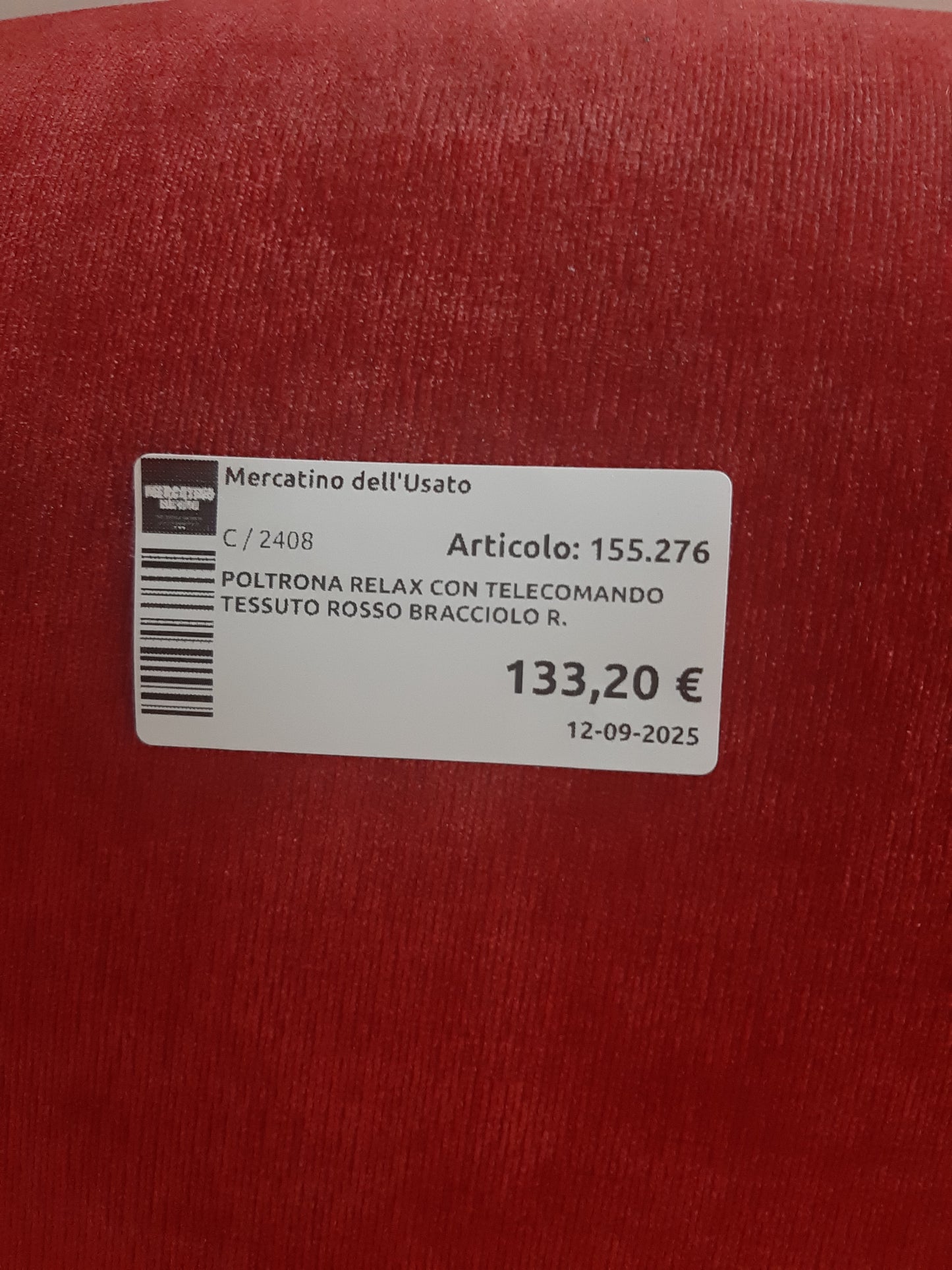 Poltrona Relax Con Telecomando Tessuto Rosso Bracciolo R.