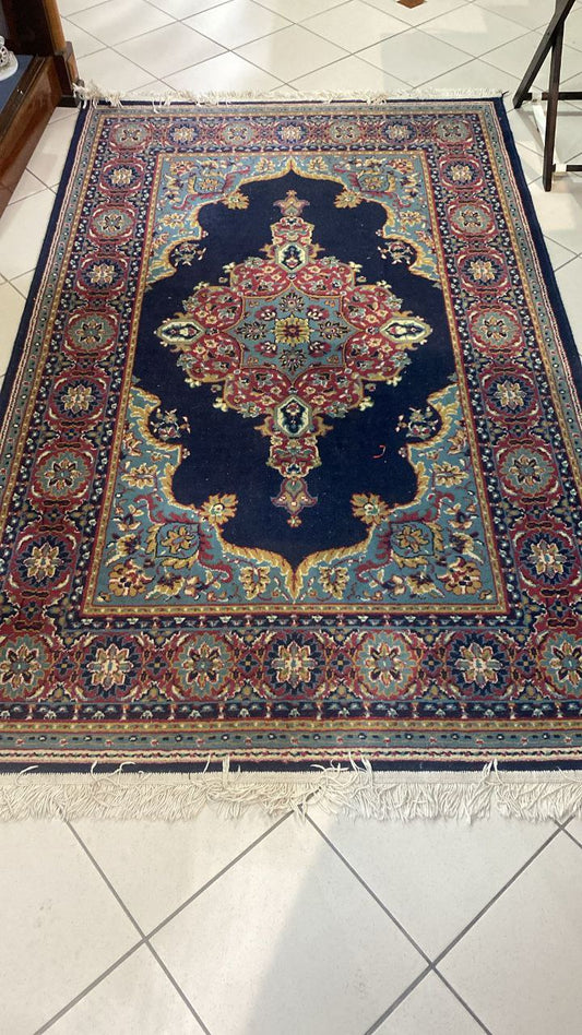 Tappeto 223x136 Rosone Centrale Blu/bordeaux