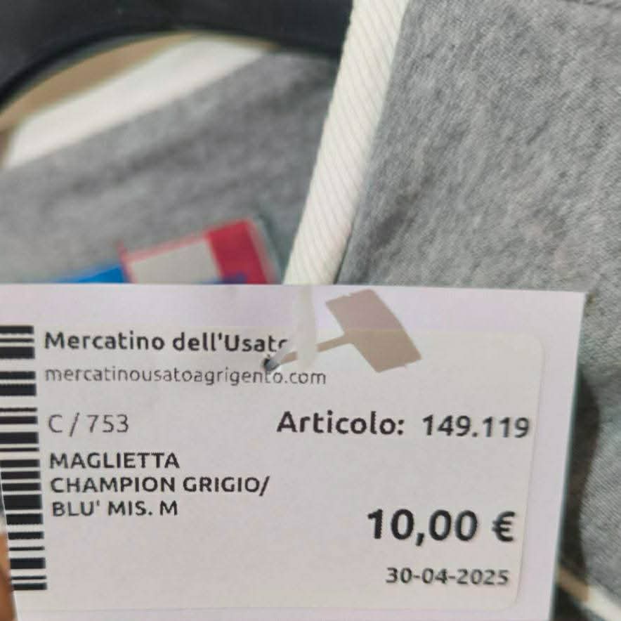 Maglietta Champion Grigio/blu' Mis. M
