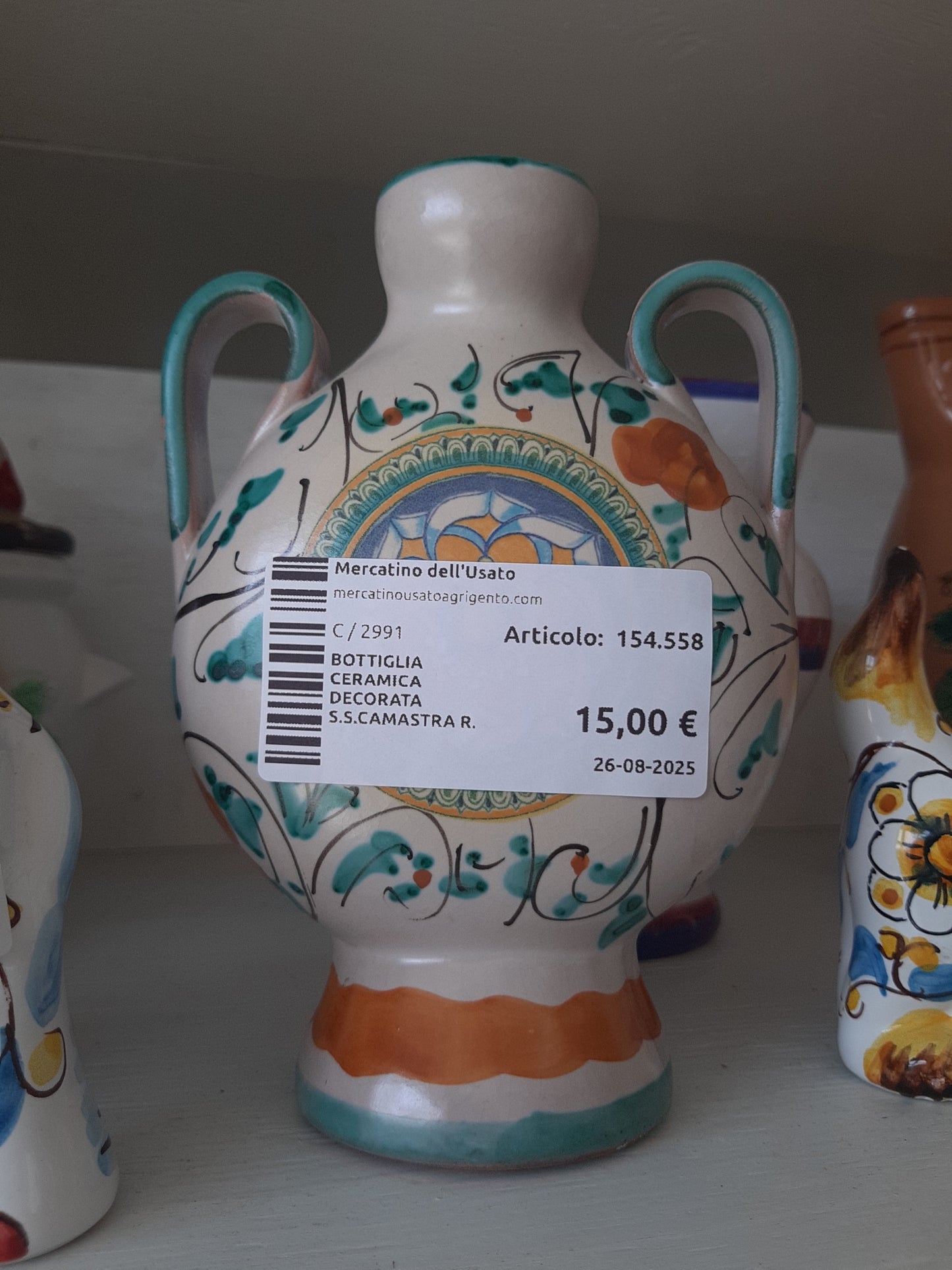 Bottiglia Ceramica Decorata S.s.camastra R.