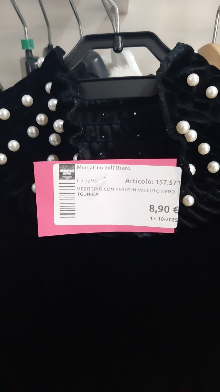 Vestitino Con Perle In Velluto Nero Tgunica