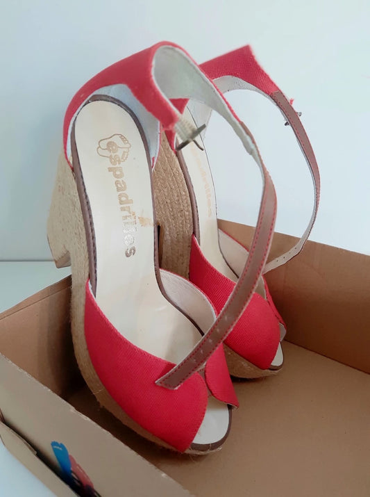 Sandalo Espadrilles Con Tacco Rosso Misura 39