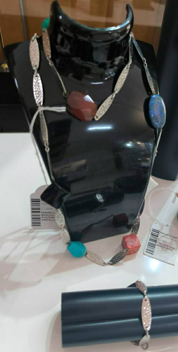 Parure Collana E Bracciale Piastrine Martellate