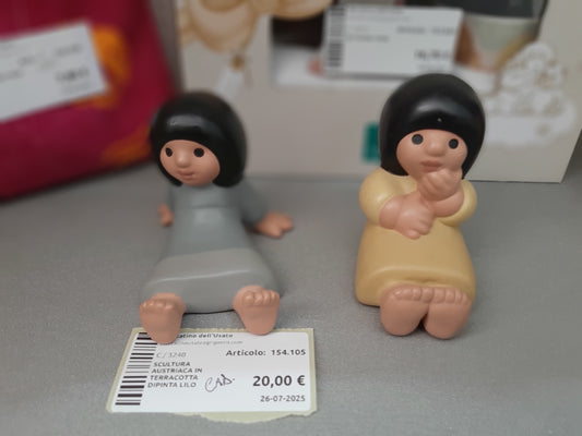 Scultura Austriaca In Terracotta Dipinta Lilo