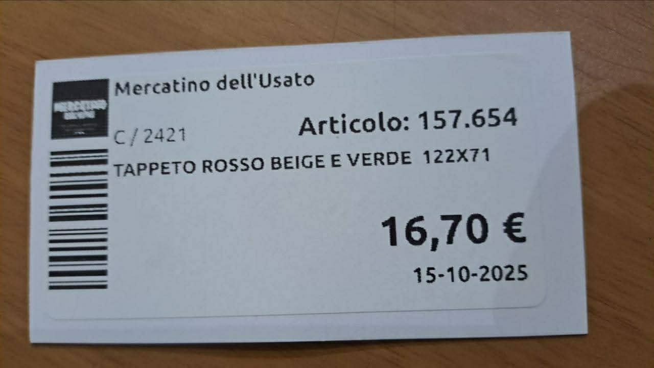 Tappeto Rosso Beige E Verde 122x71 R.