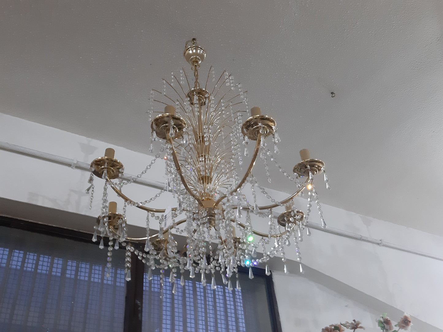 Lampadario Dorato Con Brindoli 8 Luci